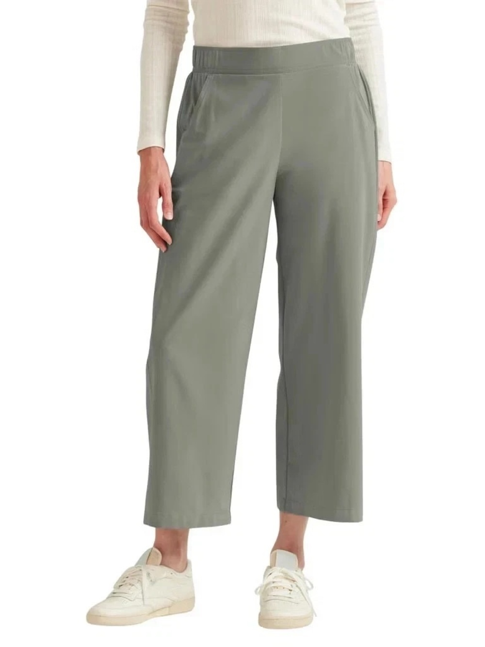 Eddie Bauer Women's Traveler Wide Leg Crop Pant, Green